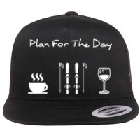 Plan For The Day Ski Heartbeat Skier Skiing Gift For Skier Flat Bill Trucker Hat