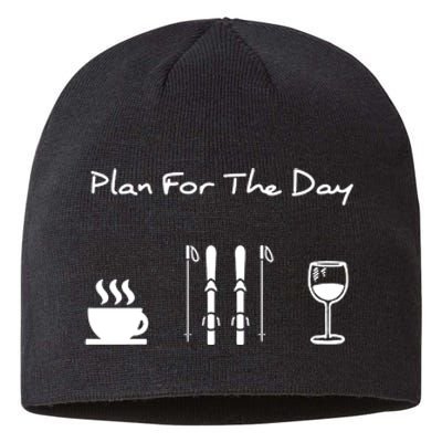 Plan For The Day Ski Heartbeat Skier Skiing Gift For Skier Sustainable Beanie