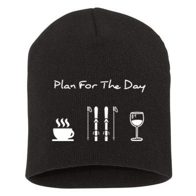 Plan For The Day Ski Heartbeat Skier Skiing Gift For Skier Short Acrylic Beanie