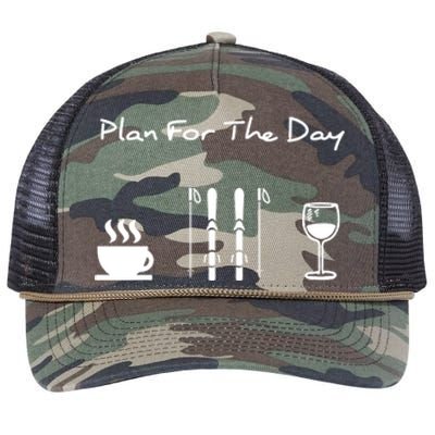 Plan For The Day Ski Heartbeat Skier Skiing Gift For Skier Retro Rope Trucker Hat Cap