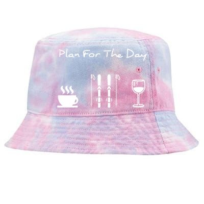 Plan For The Day Ski Heartbeat Skier Skiing Gift For Skier Tie-Dyed Bucket Hat