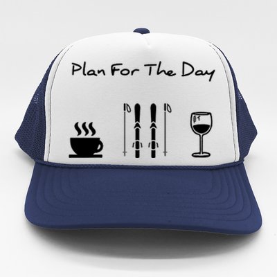 Plan For The Day Ski Heartbeat Skier Skiing Gift For Skier Trucker Hat