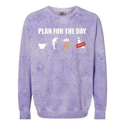 Plan For The Day Funny Golf Colorblast Crewneck Sweatshirt