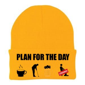 Plan For The Day Funny Golf Knit Cap Winter Beanie