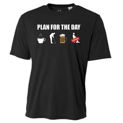 Plan For The Day Funny Golf Cooling Performance Crew T-Shirt