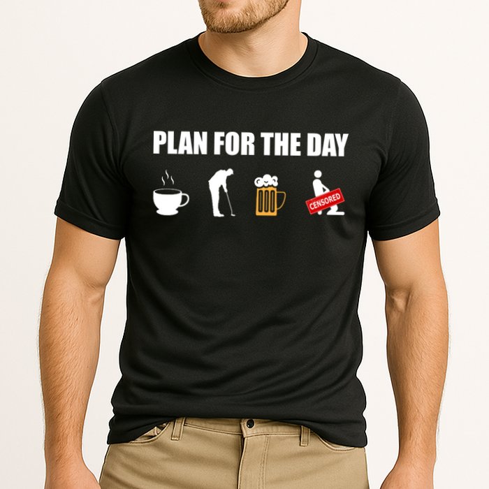 Plan For The Day Funny Golf Cooling Performance Crew T-Shirt