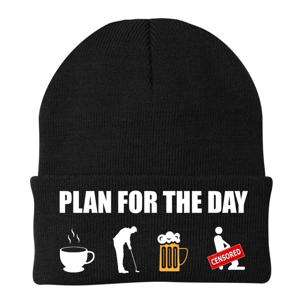 Plan For The Day Funny Golf Beanie