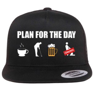 Plan For The Day Funny Golf Flat Bill Trucker Hat