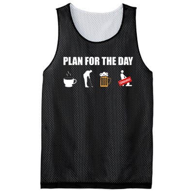 Plan For The Day Funny Golf Mesh Reversible Basketball Jersey Tank