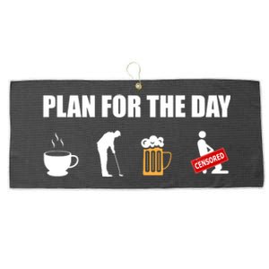 Plan For The Day Funny Golf Large Microfiber Waffle Golf Towel