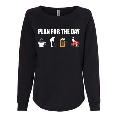 Plan For The Day Funny Golf Womens California Wash Sweatshirt