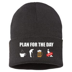 Plan For The Day Funny Golf Sustainable Knit Beanie