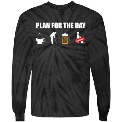 Plan For The Day Funny Golf Tie-Dye Long Sleeve Shirt