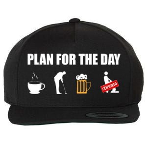 Plan For The Day Funny Golf Wool Snapback Cap