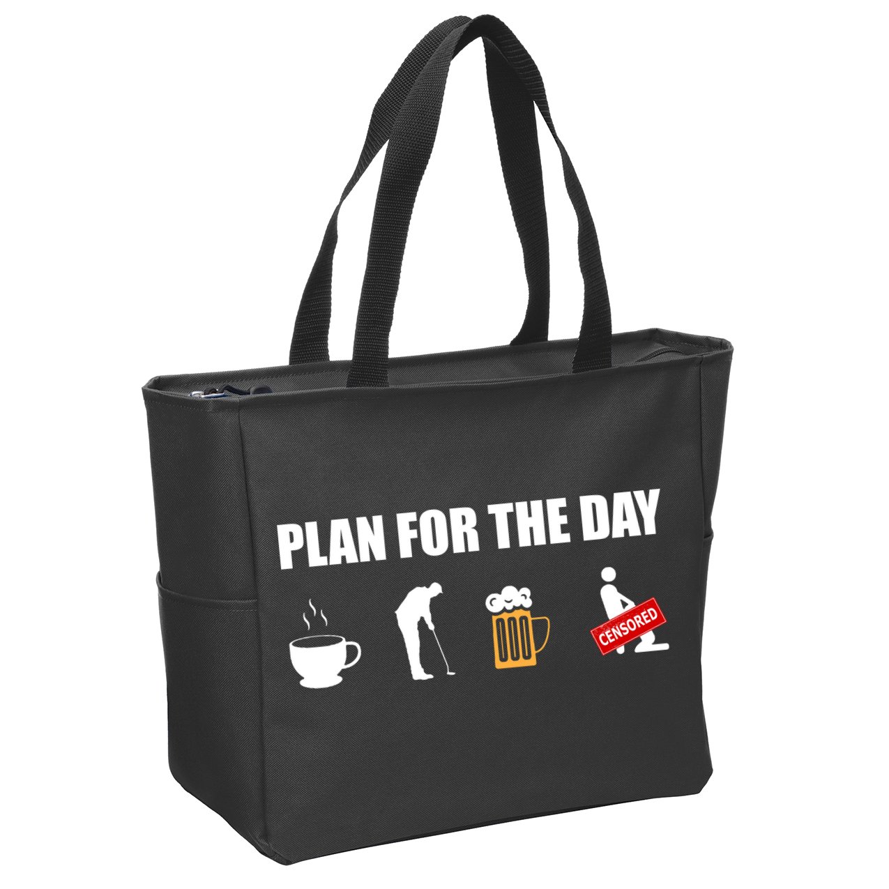Plan For The Day Funny Golf Zip Tote Bag