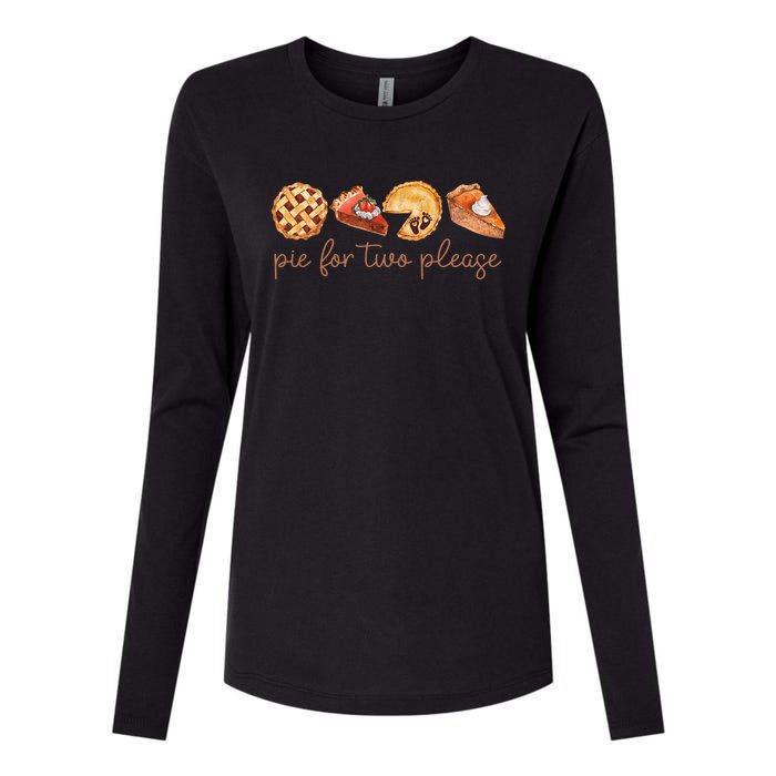 Pie For Two Please Thanksgiving Pregnancy Announcement Womens Cotton Relaxed Long Sleeve T-Shirt