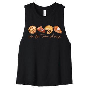 Pie For Two Please Thanksgiving Pregnancy Announcement Women's Racerback Cropped Tank