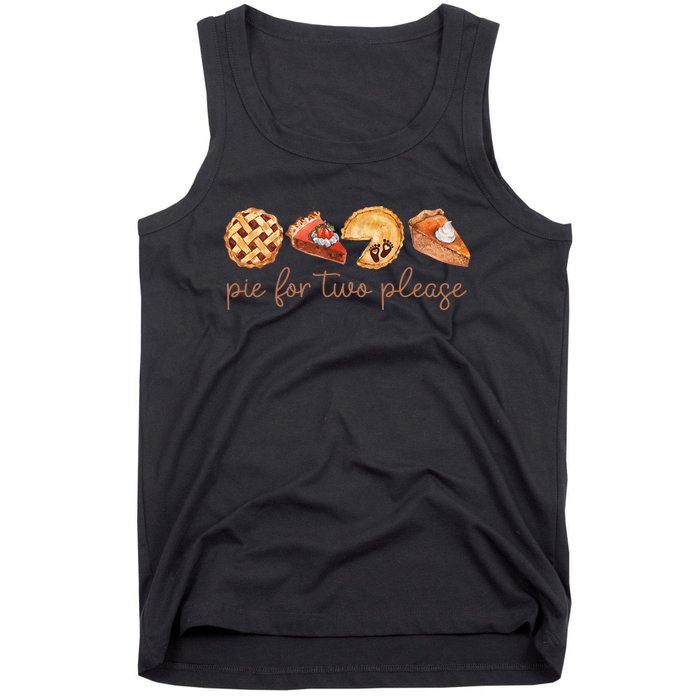 Pie For Two Please Thanksgiving Pregnancy Announcement Tank Top