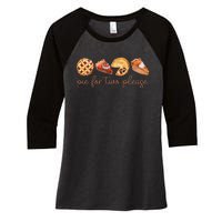 Pie For Two Please Thanksgiving Pregnancy Announcement Women's Tri-Blend 3/4-Sleeve Raglan Shirt