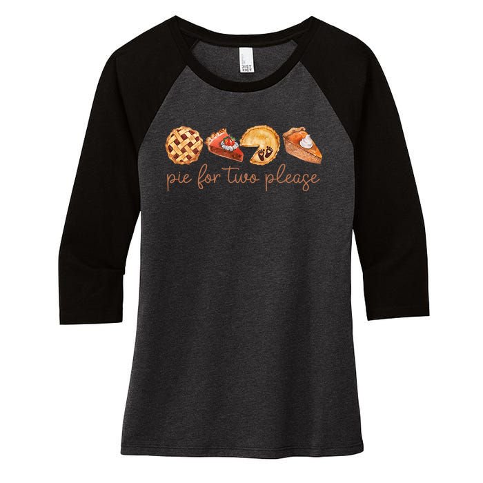 Pie For Two Please Thanksgiving Pregnancy Announcement Women's Tri-Blend 3/4-Sleeve Raglan Shirt