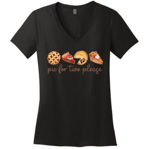 Pie For Two Please Thanksgiving Pregnancy Announcement Women's V-Neck T-Shirt