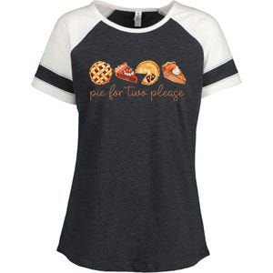 Pie For Two Please Thanksgiving Pregnancy Announcement Enza Ladies Jersey Colorblock Tee