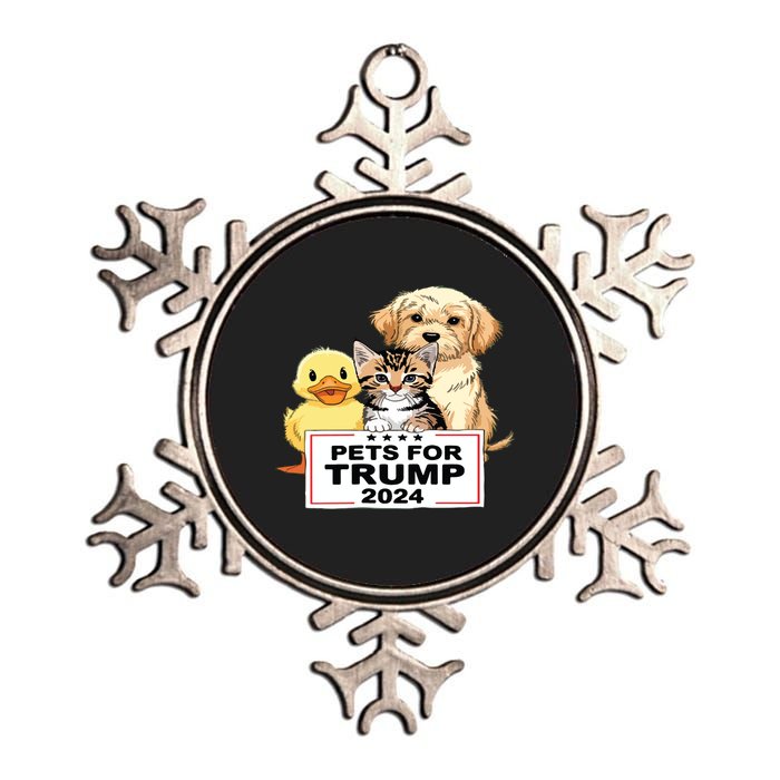 Pets For Trump Duck Cat Dog Donald Trump 2024 Metallic Star Ornament