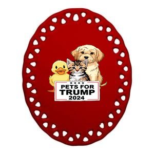 Pets For Trump Duck Cat Dog Donald Trump 2024 Ceramic Oval Ornament