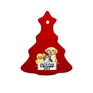 Pets For Trump Duck Cat Dog Donald Trump 2024 Ceramic Tree Ornament