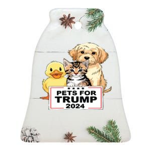 Pets For Trump Duck Cat Dog Donald Trump 2024 Ceramic Bell Ornament