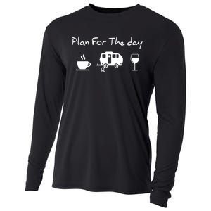 Plan For The Day Coffee Camping Wine Cooling Performance Long Sleeve Crew