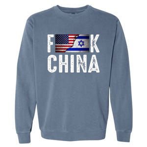 Pray For the Peace US Israel Flag Anti-China Garment-Dyed Sweatshirt