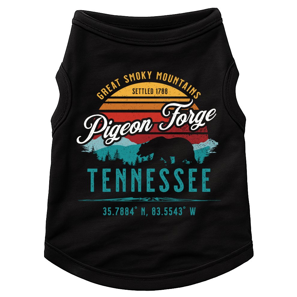 Pigeon Forge Tennessee Great Smoky Mountains Bear Retro Sun Meaningful Gift Doggie Tank