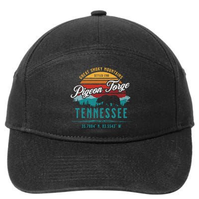 Pigeon Forge Tennessee Great Smoky Mountains Bear Retro Sun Meaningful Gift 7-Panel Snapback Hat