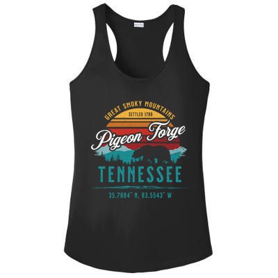 Pigeon Forge Tennessee Great Smoky Mountains Bear Retro Sun Meaningful Gift Ladies PosiCharge Competitor Racerback Tank