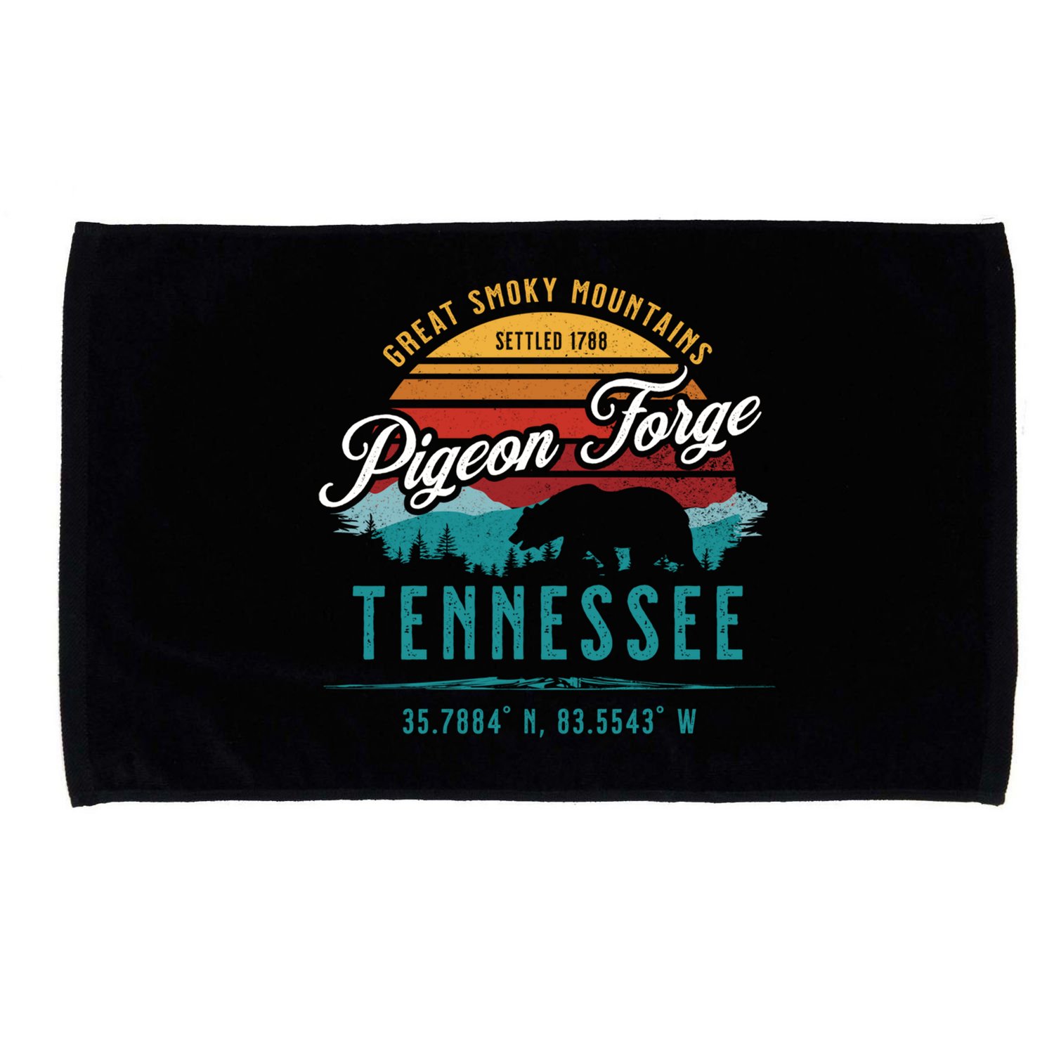 Pigeon Forge Tennessee Great Smoky Mountains Bear Retro Sun Meaningful Gift Microfiber Hand Towel