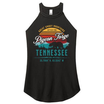 Pigeon Forge Tennessee Great Smoky Mountains Bear Retro Sun Meaningful Gift Women's Perfect Tri Rocker Tank