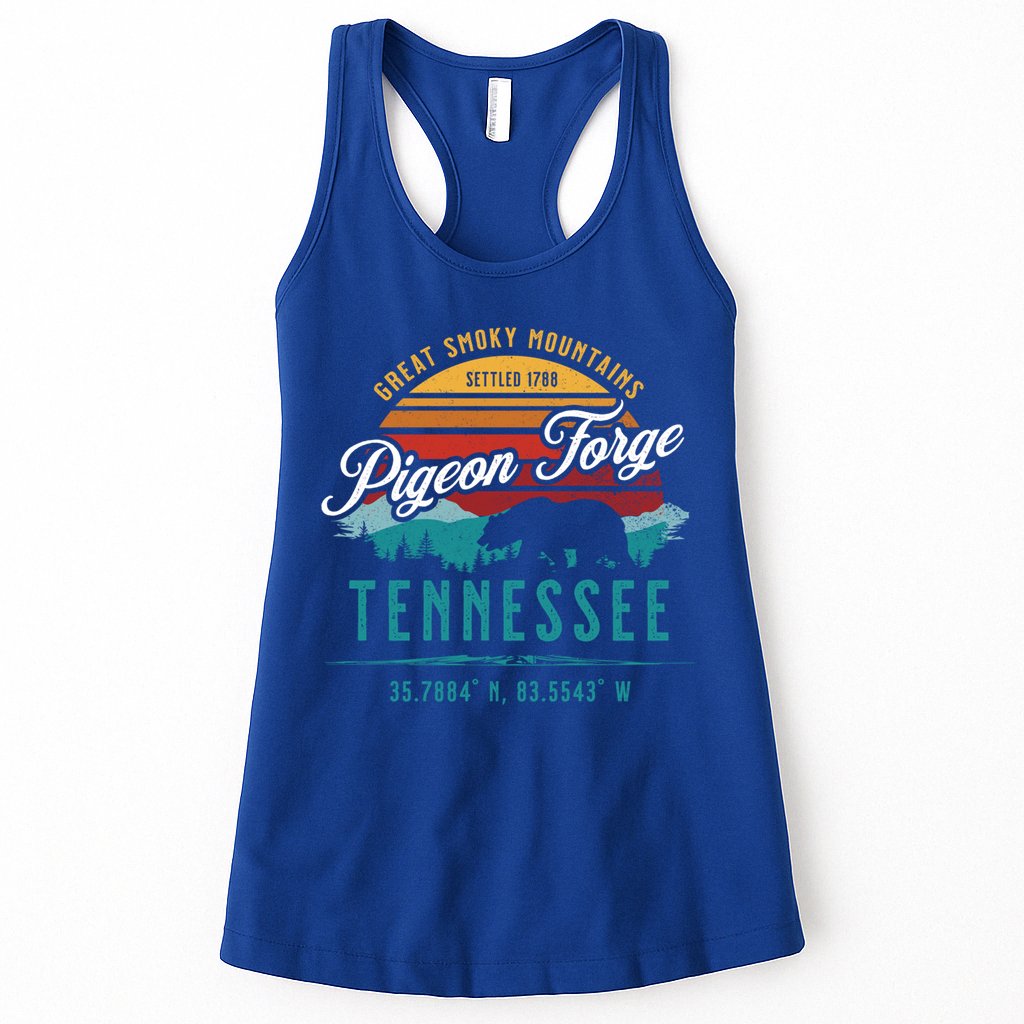 Pigeon Forge Tennessee Great Smoky Mountains Bear Retro Sun Meaningful Gift Womens Tank Top