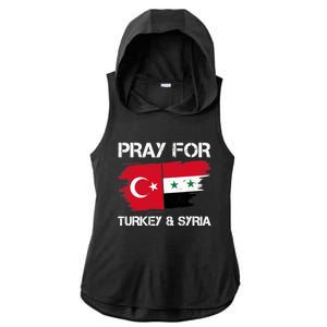 Pray For Turkey & Syria Flag Earthquake In Turkey Syria Ladies PosiCharge Tri-Blend Wicking Draft Hoodie Tank