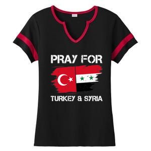 Pray For Turkey & Syria Flag Earthquake In Turkey Syria Ladies Halftime Notch Neck Tee