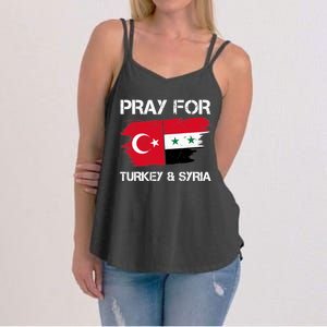 Pray For Turkey & Syria Flag Earthquake In Turkey Syria Women's Strappy Tank