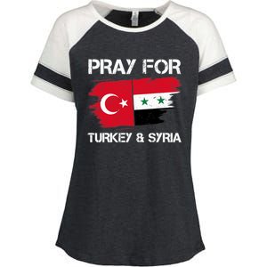 Pray For Turkey & Syria Flag Earthquake In Turkey Syria Enza Ladies Jersey Colorblock Tee