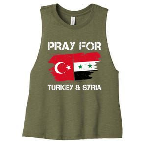 Pray For Turkey & Syria Flag Earthquake In Turkey Syria Women's Racerback Cropped Tank