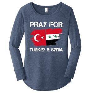 Pray For Turkey & Syria Flag Earthquake In Turkey Syria Women's Perfect Tri Tunic Long Sleeve Shirt