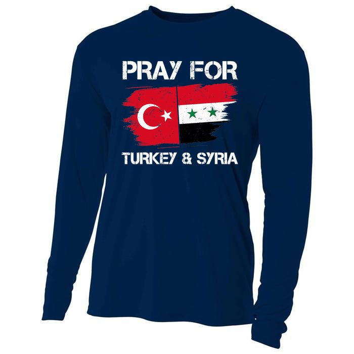 Pray For Turkey & Syria Flag Earthquake In Turkey Syria Cooling Performance Long Sleeve Crew