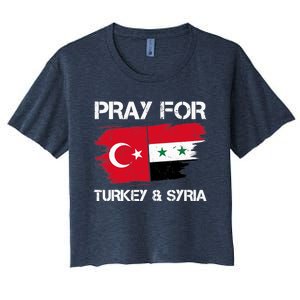 Pray For Turkey & Syria Flag Earthquake In Turkey Syria Women's Crop Top Tee