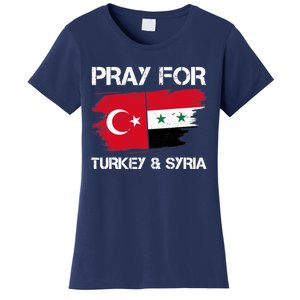 Pray For Turkey & Syria Flag Earthquake In Turkey Syria Women's T-Shirt