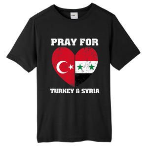 Pray For Turkey & Syria Flag Heart Turkey Syria Earthquake Tall Fusion ChromaSoft Performance T-Shirt