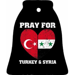 Pray For Turkey & Syria Flag Heart Turkey Syria Earthquake Ceramic Bell Ornament