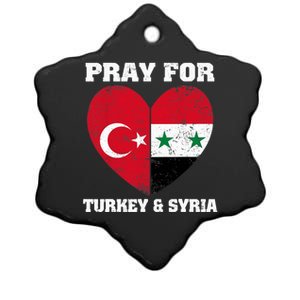 Pray For Turkey & Syria Flag Heart Turkey Syria Earthquake Ceramic Star Ornament